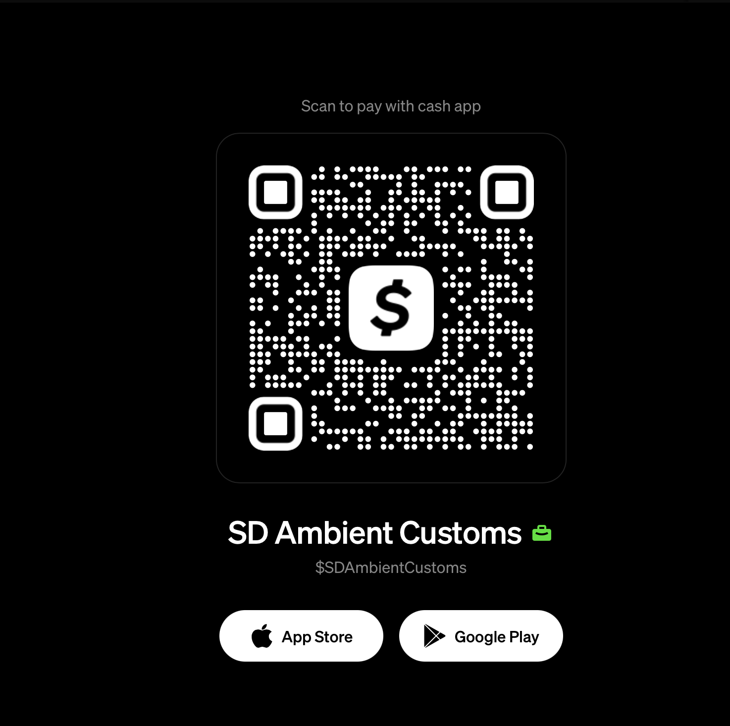 Cash App QR code for SD Ambient Customs